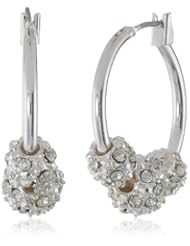 Anne Klein "All that Glitters" Silver-Tone and Crystal Floating Fireball Cluster Hoop Earrings