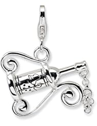 Sterling Silver 3 D Enameled Wine Bottle on Stand with Lobster Clasp Charm