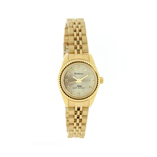 Armitron Womens 753785CHGP Swarovski Crystal Gold-Tone Swarovski Crystal Accented Champagne Dial Watch