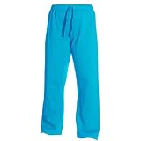 Turquoise Blue Unisex Lightweight Fleece warmup tie cord cotton pants for lounging, sleep, sports. Unisex relaxed fit, available in 3 Youth sizes