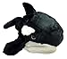 Rittle Furry Orca Whale Sea Animal Hat, Realistic Plush Costume Headwear - One Size Black, White