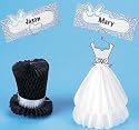 Bridal Dress And Top Hat Place Card Holders
