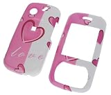 Pink White with Hearts Solid Snap-On Cover Hard Case Cell Phone Protector for Pantech C740 MATRIX