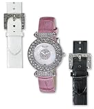 Bellagio bel tempo Bellini Set Series Genuine Swarovski  Stone Adorned Dial, Case and Buckle Interchangeable Watch # 12003BLK