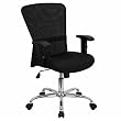 Flash Furniture GO-5307B-GG Mid-Back Black Mesh Computer Chair with Adjustable Arms and Chrome Base