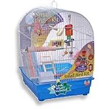 Blue Ribbon 14-Inch by 16-Inch by 19-1/2-Inch Complete Bird Cage Kit for Small Birds, White/Blue