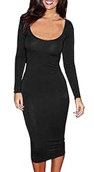 Sexy Cocktail Knee Length Cotton/Polyester/Spandex Spring Winter Long Sleeves Bateau Neck Scoop Neck Bodycon Dress/Club Dress/Party Dress 