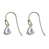 18 Kt Gold over Sterling Silver 5x7mm December Birthstone Genuine Blue Topaz Pear Drop Earrings