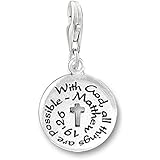 "With God All Things Are Possible" Clip On Pendant for European Charm Jewelry w/ Lobster Clasp