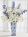 Delphinium & Lilies, Bouquet with vase