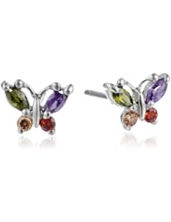 Betsey Johnson "Cz" Multi-Colored Cubic Zirconia Butterfly Stud Earrings