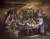 Black Last Supper Beautiful MUSEUM WRAP CANVAS Print with Added BRUSHSTROKES Beverly Lopez 20x16