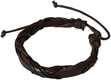 Mens Leather Bracelet Brown Braided Wristband