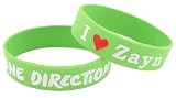 3 Pieces of Green with White I Love Zayn One Direction Silicone Wristband Directioner Bracelets