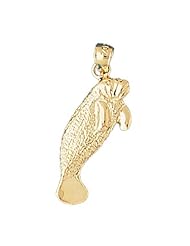 Dazzlers Solid 14k Gold Manatees Sea Cow Charm Pendant Available in three colors from jewelsberry (weights: 2.2 grams only)