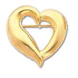 Gold-plated Polished Heart Pin