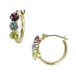 FOJO's 14K Gold Genuine Multiple Stone Hoop Earrings