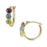 FOJO s 14K Gold Genuine Multiple Stone Hoop Earrings