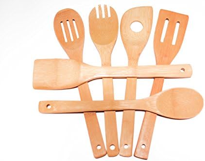 ORGANIC BAMBOO Cooking Spoons and Spatulas - Set of 6