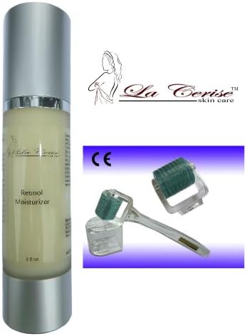 La Cerise Organic Retinol Serum + SEALED 2.0 mm Micro Needle Roller Medical Grade Stainless Steel- Cellulite Reduction, Cell Regeneration, Skin Rejuvenation, Wrinkle Reduction, Scar Repair, Stretch Mark removal and Pore Refine Derma Treatment CE Certified FDA listed. Organic RETINOL Vitamin A & E Moisturizer with Hyaluronic Acid