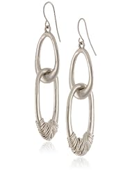 Kenneth Cole New York "Oceans Blue" Wire Wrapped Oval Link Double Drop Earrings