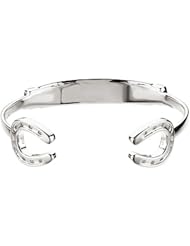 Sterling Silver/Rhodium Plated Diamond Horseshoe Bangle Bracelet -- LIFETIME WARRANTY