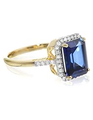 Sterling Silver with Yellow Gold Plated Gemstone and 0.18cttw Diamond Ring, Size 7