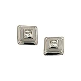 14K White Gold 3 MM Square Shaped Cubic Zirconia Fashion Earrings
