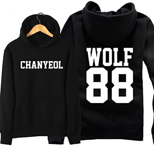 Super Hunter Unisex EXO Chanyeol Long Sleeve Velvet Thick Hoody Blouse (M, Black)