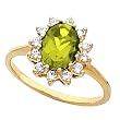 14K Yellow Gold Peridot and Diamond Ring