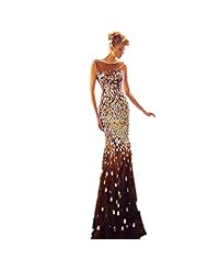 Sexy Scoop Neck Floor Length Mermaid Sequined Backless Beaded Sleeveless Tulle 2015 Prom Dress 