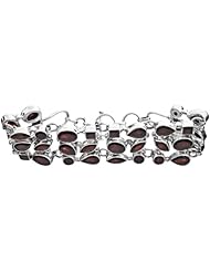 Faceted Garnet Three-Strand Bracelet - Sterling Silver