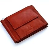 Produkt-Bild: Monte Lovis Geldb&ouml;rse mit Geldscheinklammer Geldclip ECHT LEDER Portemonnaie Geldbeutel mit Clip Rot / Braun