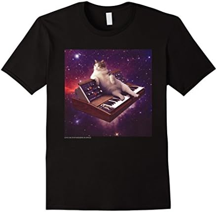 Men's Cats On Synthesizers In Space - Minimoog Cat Tshirt Medium Black