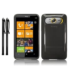 HTC HD7 TPU SILIKON SCHUTZ HUELLE CASE COVER TASCHE IN GRAU + 2 x STYLUS STIFT