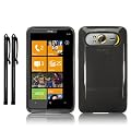Pack Coque De Protection Tpu Silicone + 2 Stylets pour HTC HD7 - Noir