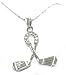 FUN Sporty Golf Club Charm Necklace with Ice Crystals Silver Tone