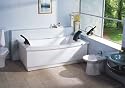 LineaAqua Simone 66 x 34 Jetted Whirlpool Bath Tub with Dual Headrests, Light, 14 Jets