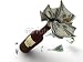 Wallmonkeys Peel and Stick Wall Decals - Pouring Money from Bottle of Wine - Removable Graphic