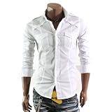 Mens Casual Shoulder Strap Pocket Slim Dress Shirts (CJL)