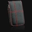 Executive Black Leather Red Stitching Pouch Cover Belt CLIP for Samsung Helio Mysto Fin / Sony Ericsson W580i w580 S500 / ZTE C88