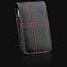 Executive Black Leather Red Stitching Pouch Cover Belt CLIP for Samsung Helio Mysto Fin / Sony Ericsson W580i w580 S500 / ZTE C88
