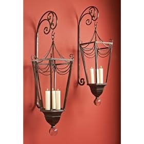 Perpignon Large Metal Traditional French Country Wall D?cor Candle Sconce Lanterns