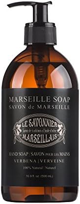 LSM Soaps Le Savonnier Marseillais Liquid Hand Soap, Verbena, 16.9 Fluid Ounce