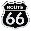 Route 66 Embroidered Patch Black Iron-On Highway Road Sign Biker Emblem