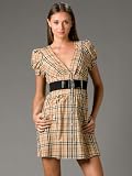 Voom by Joy Han Dress - Plaid London Puff Sleeve High Waist Dress with Belt