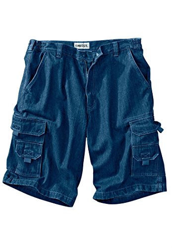 Big & Tall Side Elastic Marine Cargo Shorts in Twill or Denim