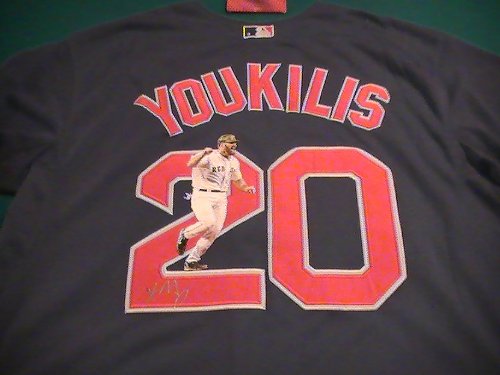 KEVIN YOUKILIS SIGNED AUTOGRAPHED JERSEY BOSTON RED SOX COA + PROOF PHOTO