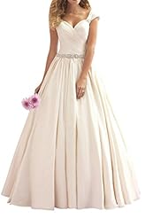 Satin  Cap Sleeves Crystal Open-Back Natural   Waistline  Ball Gown Wedding Dress 