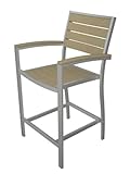IMAGE OF Recycled European Outdoor Counter Arm Chair - Khaki with Silver Frame